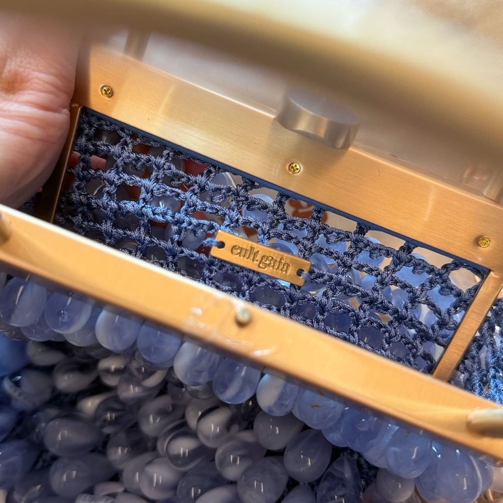 cult gaia Periwinkle Beaded Clutch with Gold Frame - Picture 11 of 13